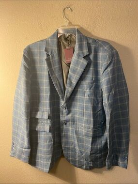 Light Blue Plaid Men's Blazer - Tailored Sport Coat